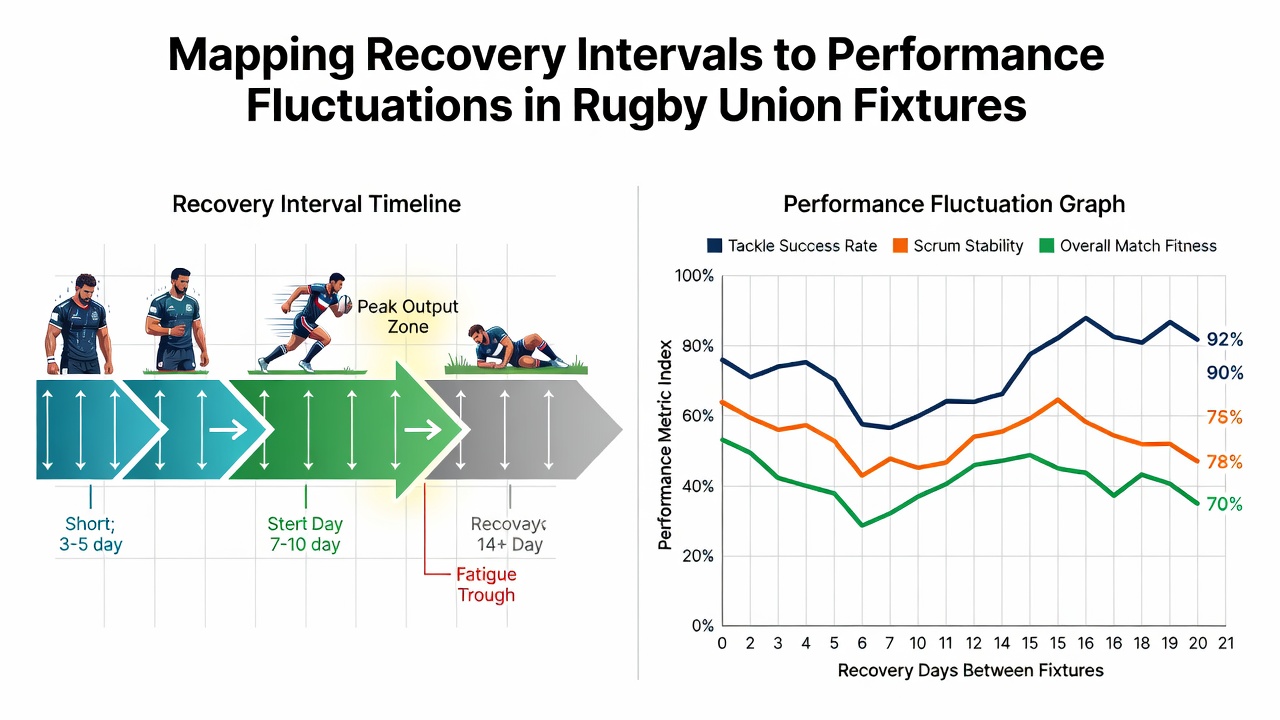 Performance data charts comparing recovery intervals in rugby fixtures and MMA bouts with athlete monitoring equipment